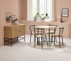 GADSTRUP Ø85 + 4 GADSTRUP Noir/coloris Chêne -Magasin De Meubles 214565