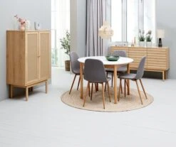 Table MARSTRAND Ø110/110x200 Blanc/naturel -Magasin De Meubles 214640