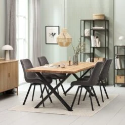 Étagère TRAPPEDAL 5 Tablettes Chêne/noir -Magasin De Meubles 215222