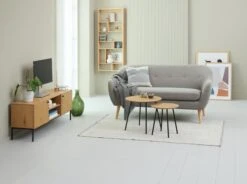 Bout De Canapé NYBO Ø40 Coloris Chêne/noir -Magasin De Meubles 216434 1