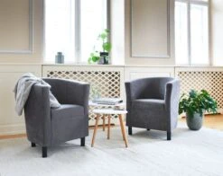 Bout De Canapé TAPS 55x55 Blanc/bambou -Magasin De Meubles 87568 1