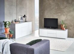 Meuble TV JERNVED Béton/brillant -Magasin De Meubles 87590